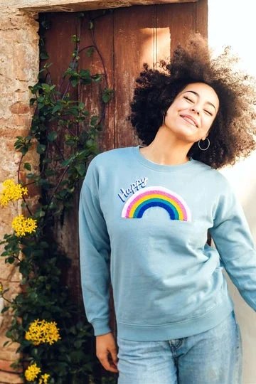 Button - Down Women's Shetland Wool Sweaters in Traditional PatternsSugarhill Brighton Dusty Blue Happy Rainbow Button - Down Women's Shetland Wool Sweaters in Traditional PatternsSugarhill Brighton Dusty Blue Happy Rainbow