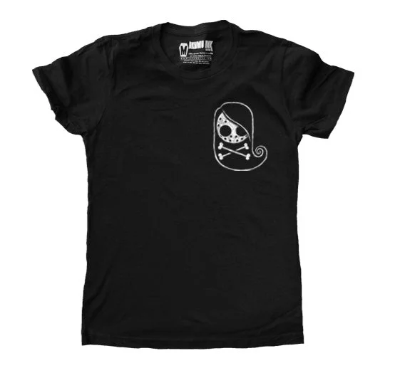 Distressed Women T Shirt with a Laid - Back AestheticTokyo Crossbones Logo Women Tshirt Distressed Women T Shirt with a Laid - Back AestheticTokyo Crossbones Logo Women Tshirt