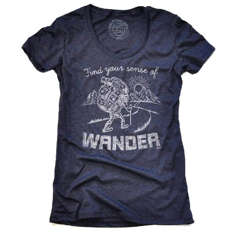 Distressed Women T Shirt with a Laid - Back AestheticWomen's Find Your Sense Of Wander T-shirt Distressed Women T Shirt with a Laid - Back AestheticWomen's Find Your Sense Of Wander T-shirt