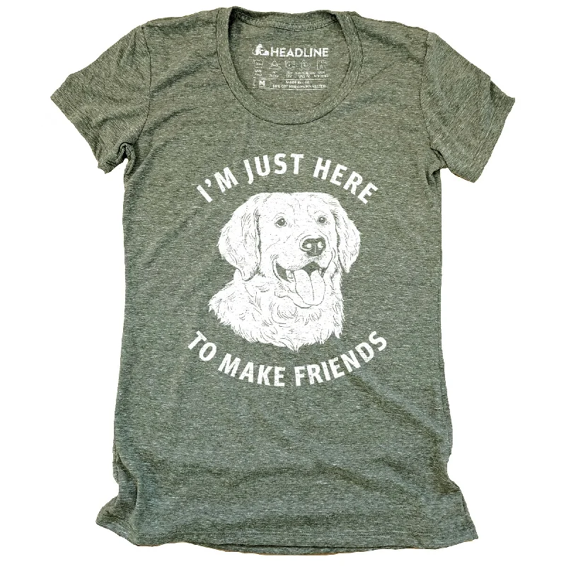 Muscle Women T Shirt for a Sporty and Casual LookWomen's Just Here to Make Friends T-Shirt Muscle Women T Shirt for a Sporty and Casual LookWomen's Just Here to Make Friends T-Shirt