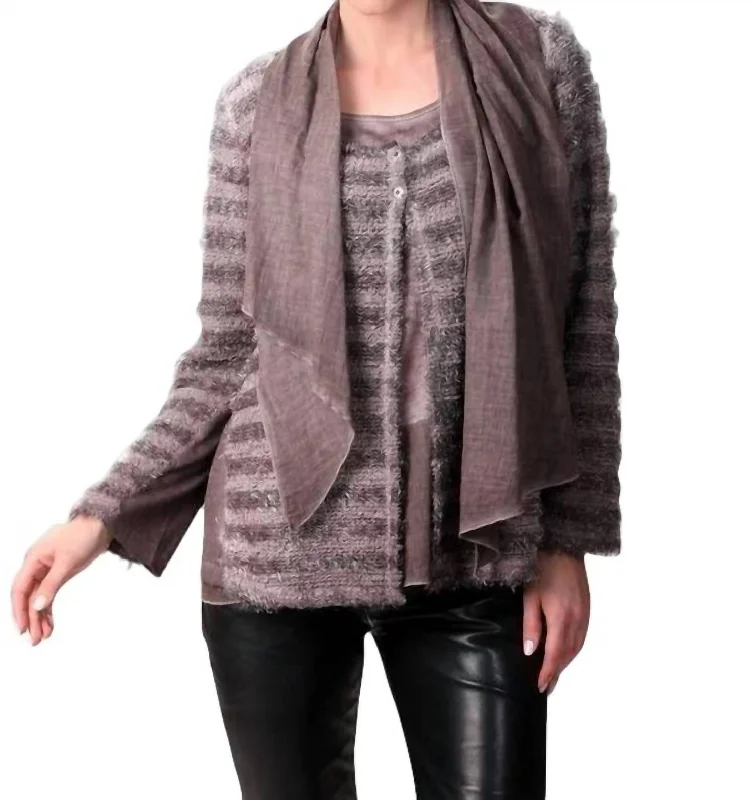 Plus Size Women's Tunic - Style Sweater Dresses with Pockets2-Button Stripe Top In Taupe Plus Size Women's Tunic - Style Sweater Dresses with Pockets2-Button Stripe Top In Taupe