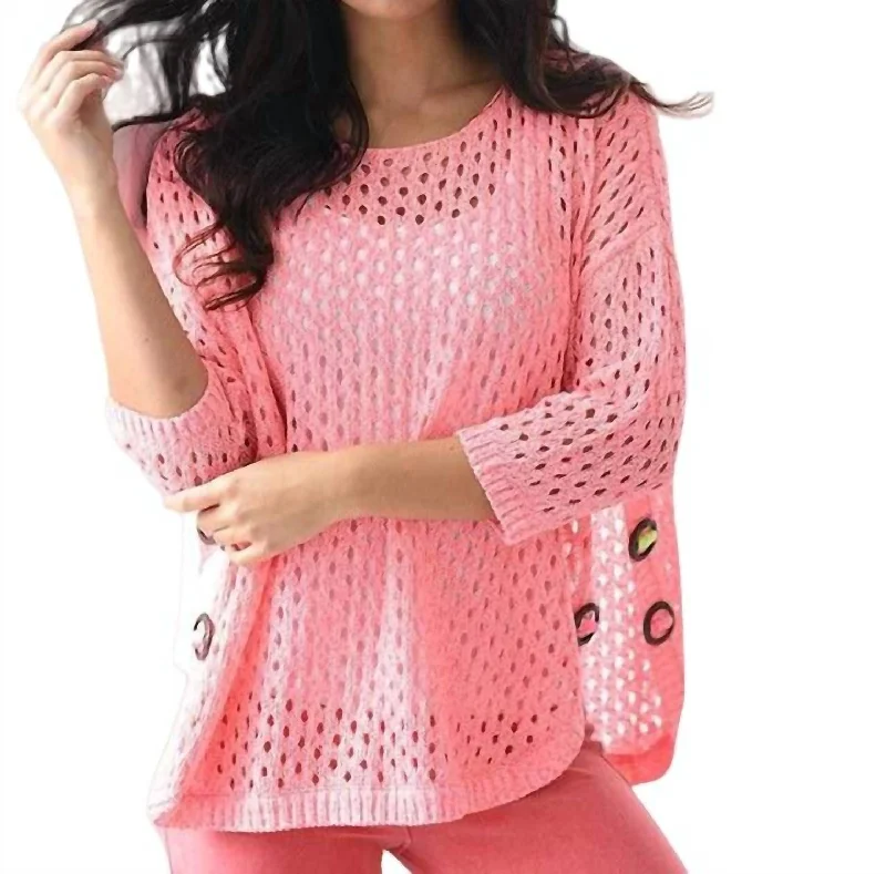 Plus Size Women's Fit - and - Flare Sweater Dresses with Ruffled HemAimee Wooden Button Poncho In Pink Plus Size Women's Fit - and - Flare Sweater Dresses with Ruffled HemAimee Wooden Button Poncho In Pink