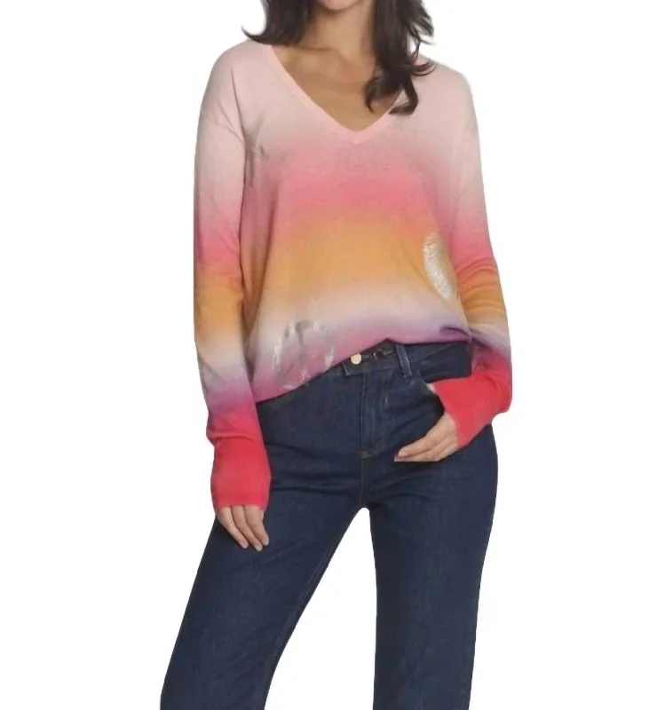 Wrap - Style Women's Lambswool Sweater Dresses in Elegant ShadesBali Sunset Top In Pink Ombre Wrap - Style Women's Lambswool Sweater Dresses in Elegant ShadesBali Sunset Top In Pink Ombre