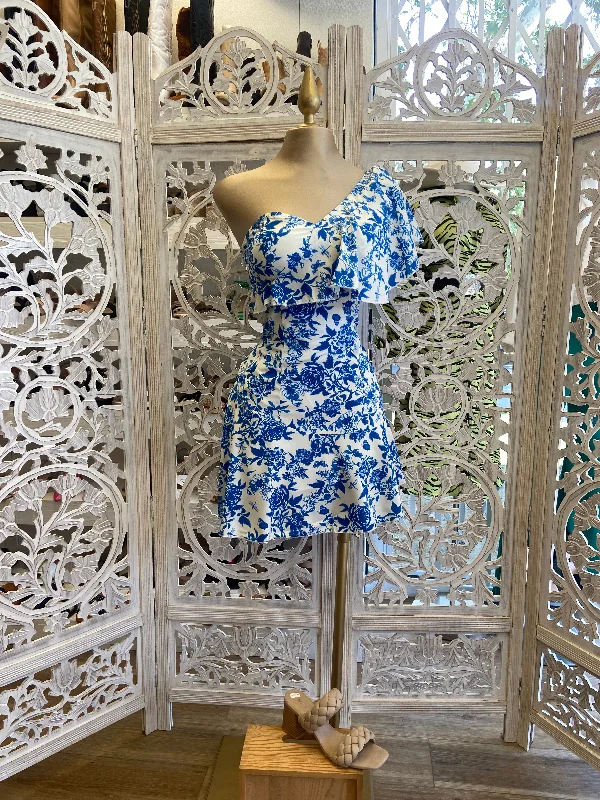 Off - the - Shoulder Women Dress for a Romantic and Feminine LookBlue Floral Ruffle Sleeve Dress Off - the - Shoulder Women Dress for a Romantic and Feminine LookBlue Floral Ruffle Sleeve Dress