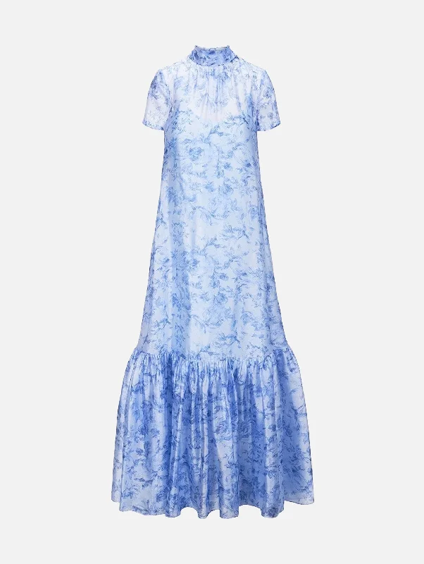 Empire Waist Women Dress to Accentuate the Bust and Conceal the WaistCalluna Dress in Periwinkle Floral Blue Empire Waist Women Dress to Accentuate the Bust and Conceal the WaistCalluna Dress in Periwinkle Floral Blue