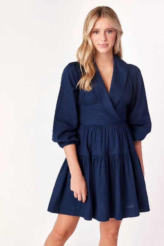 Wrap - Style Women Dress with Adjustable Fit for All Body TypesCaroline Collared Dress Indigo Wrap - Style Women Dress with Adjustable Fit for All Body TypesCaroline Collared Dress Indigo