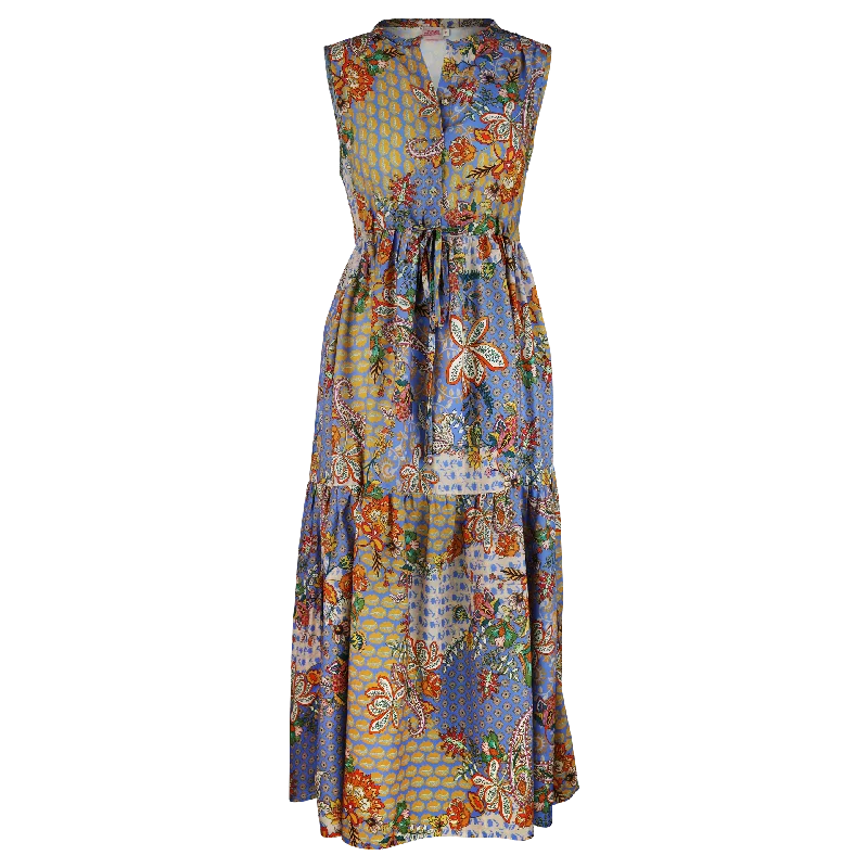 Off - the - Shoulder Women Dress for a Romantic and Feminine LookCharlotte Tiered Blu Multi Dress