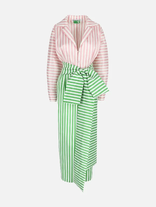 Sheath Women Dress with a Tailored Fit for a Professional LookClaire Stripe Dress in Grass Green & Blush Pink Sheath Women Dress with a Tailored Fit for a Professional LookClaire Stripe Dress in Grass Green & Blush Pink