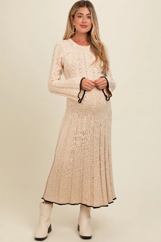 Wrap - Style Women's Lambswool Sweater Dresses in Elegant ShadesCream Sweater Knit Bell Sleeve Back Cutout Maternity Maxi Dress Wrap - Style Women's Lambswool Sweater Dresses in Elegant ShadesCream Sweater Knit Bell Sleeve Back Cutout Maternity Maxi Dress
