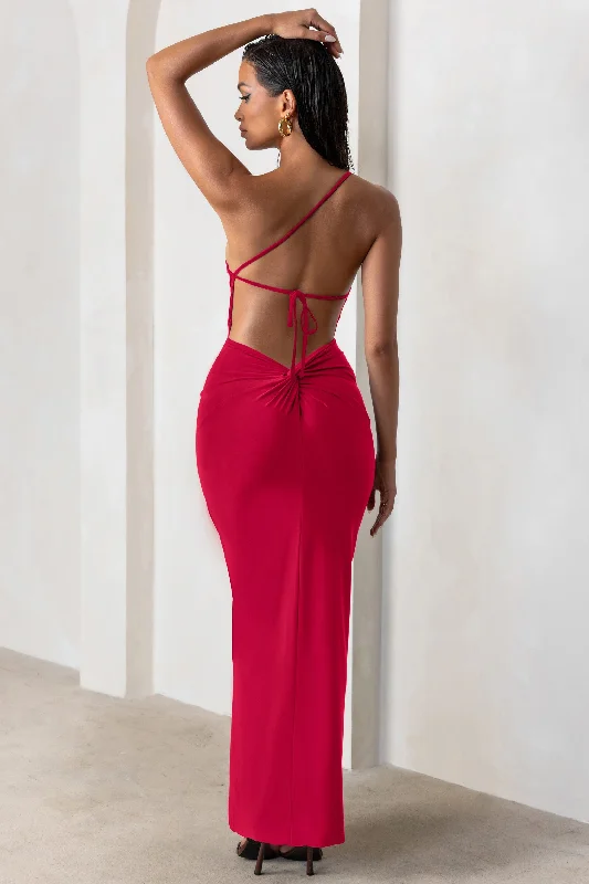 Wrap - Style Women Dress with Adjustable Fit for All Body TypesDressing Up | Red One Shoulder Maxi Dress With Open Back Detail Wrap - Style Women Dress with Adjustable Fit for All Body TypesDressing Up | Red One Shoulder Maxi Dress With Open Back Detail