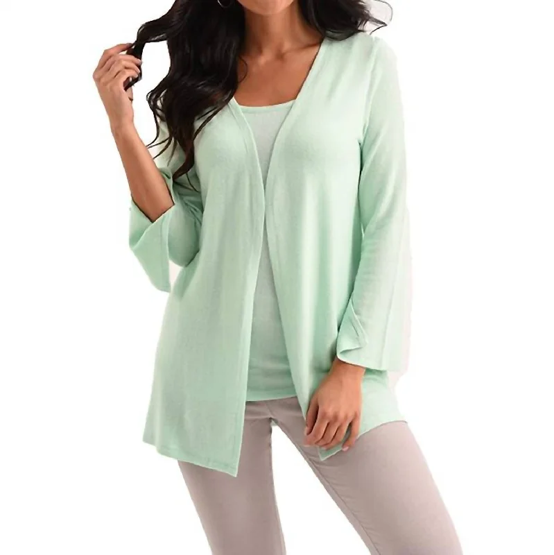 Sleeveless Women's Silk Blend Sweater Dresses for a Sophisticated LookJane Long Sleeve Kashmira Cardigan In Mint Sleeveless Women's Silk Blend Sweater Dresses for a Sophisticated LookJane Long Sleeve Kashmira Cardigan In Mint
