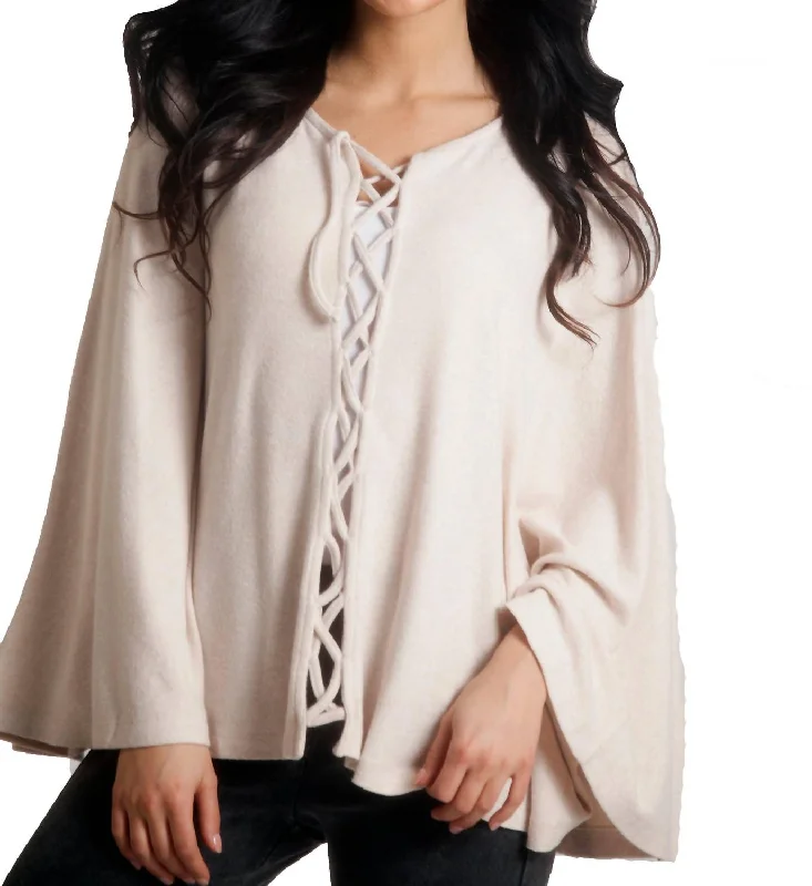 Mini - Length Women's Chunky Knit Sweater Dresses in Bold HuesJessica Kashmira Poncho In Beige Mini - Length Women's Chunky Knit Sweater Dresses in Bold HuesJessica Kashmira Poncho In Beige