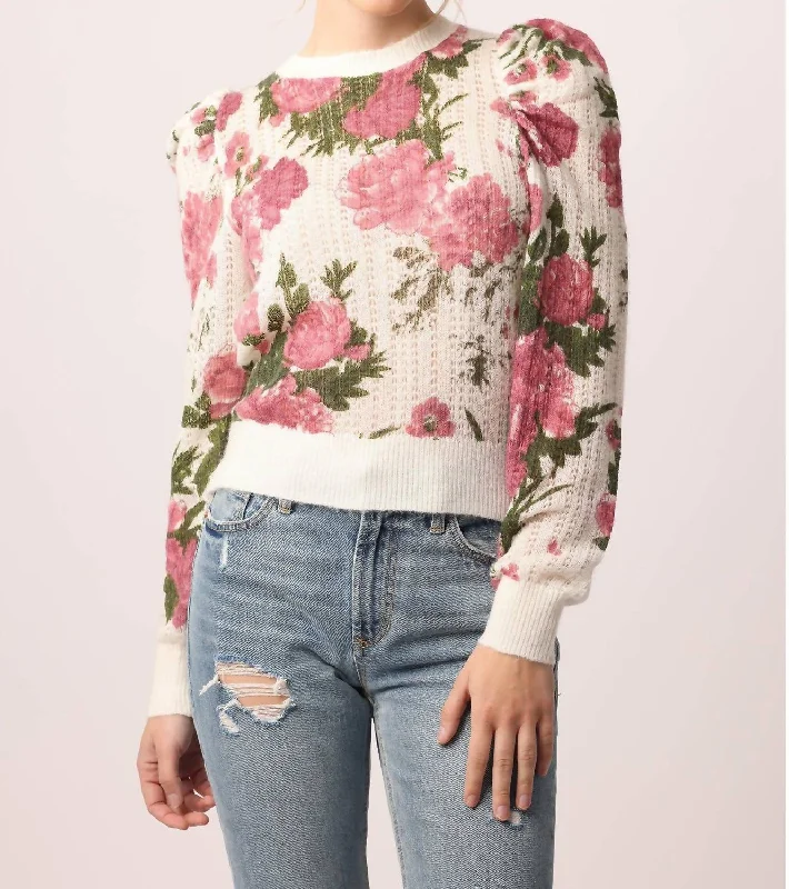 Plus Size Women's Turtleneck Sweater Dresses with Side SlitsKailyn Floral Sweater in La Rose Plus Size Women's Turtleneck Sweater Dresses with Side SlitsKailyn Floral Sweater in La Rose