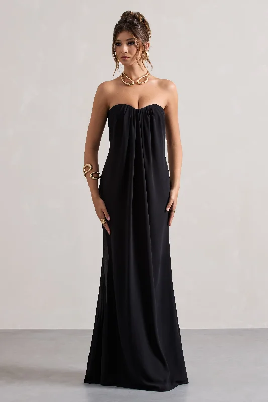 Long - Sleeve Women Dress in Velvet for a Luxurious Winter LookKaz | Black Chiffon Sweetheart Maxi Dress Long - Sleeve Women Dress in Velvet for a Luxurious Winter LookKaz | Black Chiffon Sweetheart Maxi Dress