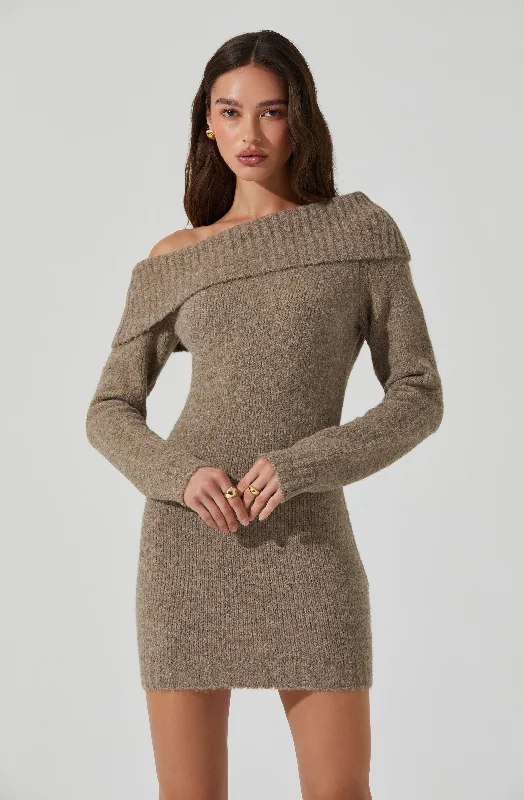 Plus Size Women's Fit - and - Flare Sweater Dresses with Ruffled HemLeya sweater dress Plus Size Women's Fit - and - Flare Sweater Dresses with Ruffled HemLeya sweater dress