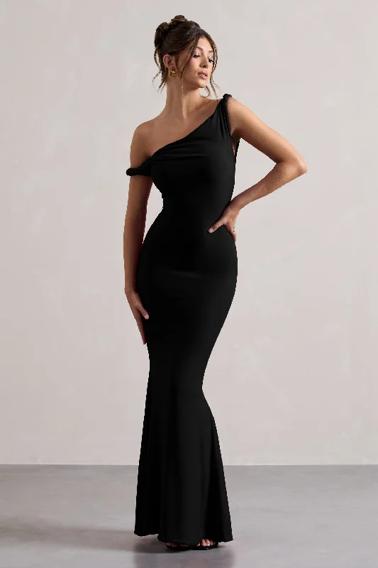 Ball Gown Women Dress with a Full Skirt for a Princess - like LookLita | Black Twisted Asymmetric Maxi Dress Ball Gown Women Dress with a Full Skirt for a Princess - like LookLita | Black Twisted Asymmetric Maxi Dress