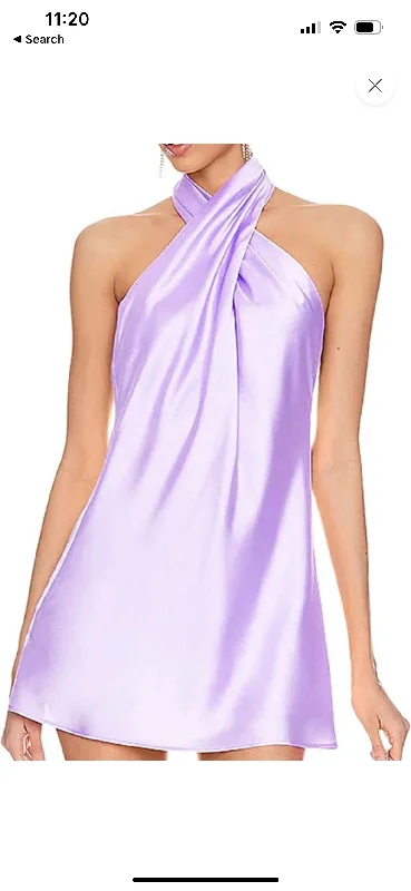 Mini Women Dress with a Short Hem for a Young and Trendy StyleMae Lavender Halter Silk Dress Mini Women Dress with a Short Hem for a Young and Trendy StyleMae Lavender Halter Silk Dress