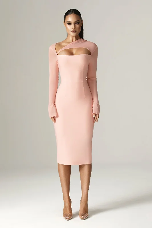 Sheath Women Dress with a Tailored Fit for a Professional LookMariel Cutout Bandage Midi Dress (Dusty Rose) Sheath Women Dress with a Tailored Fit for a Professional LookMariel Cutout Bandage Midi Dress (Dusty Rose)