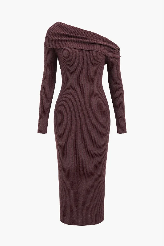 Mini - Length Women's Chunky Knit Sweater Dresses in Bold HuesTwist Asymmetrical Sweater Dress Mini - Length Women's Chunky Knit Sweater Dresses in Bold HuesTwist Asymmetrical Sweater Dress