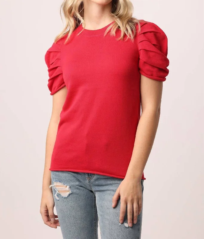 Plus Size Women's Open - Front Cardigan Style Sweater DressesNahla Short Sleeve Sweater in Lava Red Plus Size Women's Open - Front Cardigan Style Sweater DressesNahla Short Sleeve Sweater in Lava Red