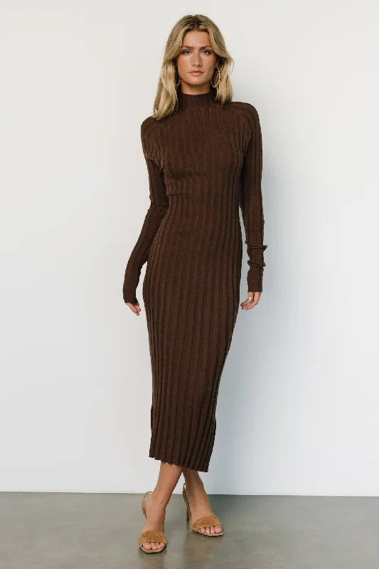 Plus Size Women's Asymmetric Hem Sweater Dresses in Modern DesignsOliver Ribbed Sweater Dress | Chocolate Plus Size Women's Asymmetric Hem Sweater Dresses in Modern DesignsOliver Ribbed Sweater Dress | Chocolate