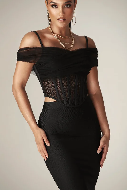 Sleeveless Women Dress in Bright Colors for Summer PartiesParis Lace Off Shoulder Corset Top (Black) Sleeveless Women Dress in Bright Colors for Summer PartiesParis Lace Off Shoulder Corset Top (Black)