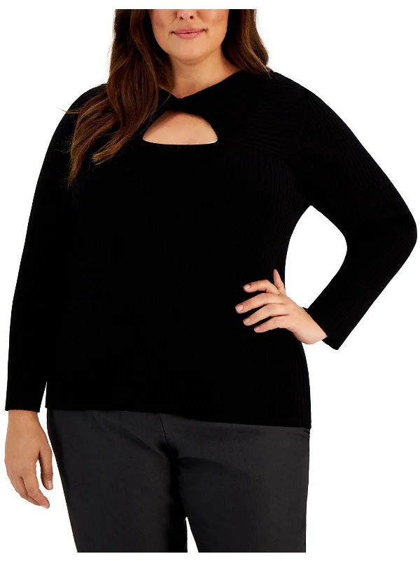 Mini - Length Women's Chunky Knit Sweater Dresses in Bold HuesPlus Womens Ribbed Twist Neck Pullover Sweater Mini - Length Women's Chunky Knit Sweater Dresses in Bold HuesPlus Womens Ribbed Twist Neck Pullover Sweater