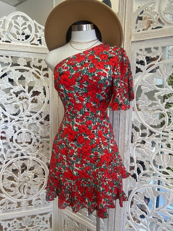 Off - the - Shoulder Women Dress for a Romantic and Feminine LookRed Floral Ruffle Sleeve Dress Off - the - Shoulder Women Dress for a Romantic and Feminine LookRed Floral Ruffle Sleeve Dress