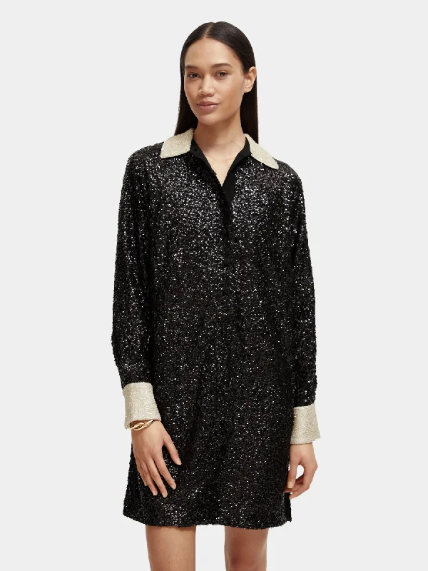 Printed Abstract Women Dress for a Modern and Artistic AppealSequin mini dress