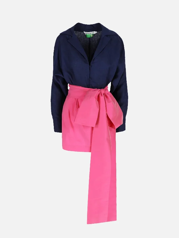 Strapless Women Dress with a Built - in Bra for Comfort and SupportShort Claire Dress in Midnight & Pink Strapless Women Dress with a Built - in Bra for Comfort and SupportShort Claire Dress in Midnight & Pink
