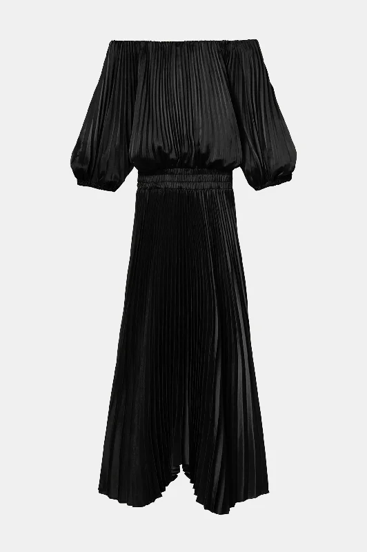 Long - Sleeve Women Dress in Velvet for a Luxurious Winter LookSienna Satin Pleated Off Shoulder Dress Long - Sleeve Women Dress in Velvet for a Luxurious Winter LookSienna Satin Pleated Off Shoulder Dress