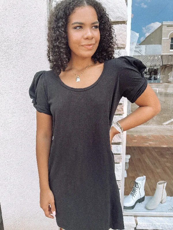 Little Black Women Dress with Sequins for a Glamorous Night OutSlub Puff Sleeve Dress Little Black Women Dress with Sequins for a Glamorous Night OutSlub Puff Sleeve Dress