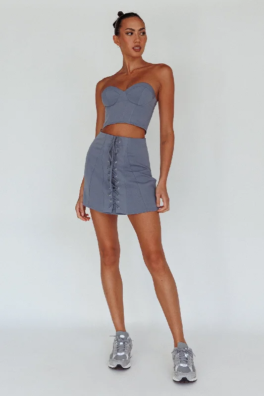 Empire Waist Women Dress to Accentuate the Bust and Conceal the WaistVentura Lace-Up Skirt Suit Grey Empire Waist Women Dress to Accentuate the Bust and Conceal the WaistVentura Lace-Up Skirt Suit Grey