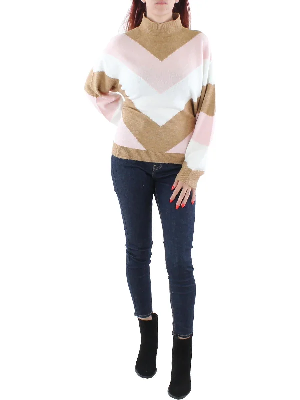 Plus Size Women's Tunic - Style Sweater Dresses with PocketsWomens Knit Chevron Mock Turtleneck Sweater Plus Size Women's Tunic - Style Sweater Dresses with PocketsWomens Knit Chevron Mock Turtleneck Sweater