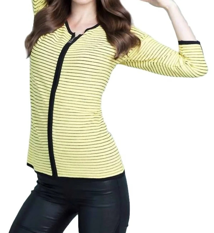 Longline Women's Mohair Sweater Dresses in a Loose FitZip-Front Striped Cardigan In Yellow Longline Women's Mohair Sweater Dresses in a Loose FitZip-Front Striped Cardigan In Yellow