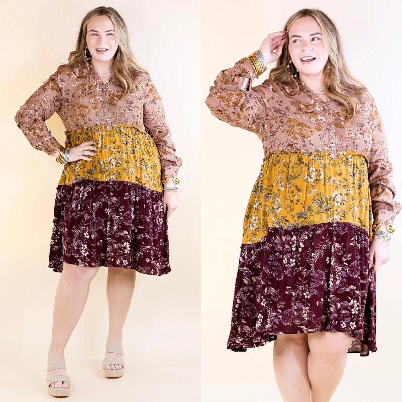 Off - the - Shoulder Women Dress for a Romantic and Feminine Look Off - the - Shoulder Women Dress for a Romantic and Feminine Look Among the Flowers Floral Ruffle Tier Long Sleeve Dress in Taupe, Mustard, and Burgundy Off - the - Shoulder Women Dress for a Romantic and Feminine Look Off - the - Shoulder Women Dress for a Romantic and Feminine Look Among the Flowers Floral Ruffle Tier Long Sleeve Dress in Taupe, Mustard, and Burgundy