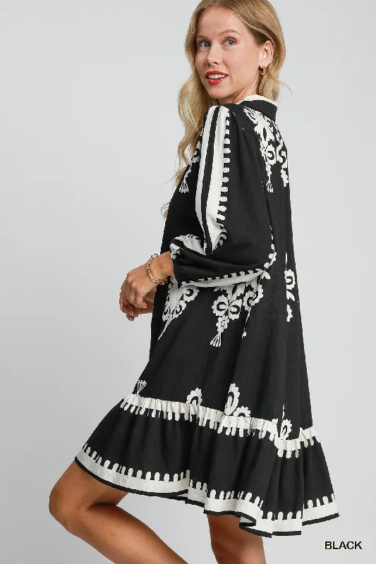 Plus Size Women Dress with a Flattering A - Line Cut for Comfort and Style Plus Size Women Dress with a Flattering A - Line Cut for Comfort and Style Border Print Tiered Hem Dress Plus Size Women Dress with a Flattering A - Line Cut for Comfort and Style Plus Size Women Dress with a Flattering A - Line Cut for Comfort and Style Border Print Tiered Hem Dress