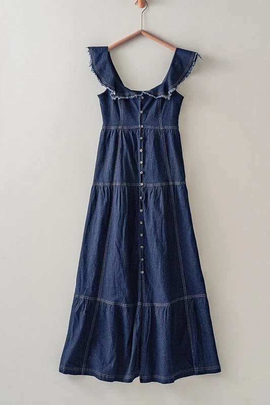 Wrap - Style Women Dress with Adjustable Fit for All Body Types Wrap - Style Women Dress with Adjustable Fit for All Body Types Frayed Maxi Denim Dress Wrap - Style Women Dress with Adjustable Fit for All Body Types Wrap - Style Women Dress with Adjustable Fit for All Body Types Frayed Maxi Denim Dress