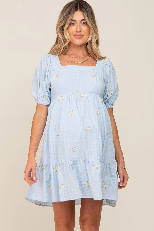 Mini Women Dress with a Short Hem for a Young and Trendy Style Mini Women Dress with a Short Hem for a Young and Trendy Style Light Blue Floral Embroidered Puff Sleeve Maternity Dress Mini Women Dress with a Short Hem for a Young and Trendy Style Mini Women Dress with a Short Hem for a Young and Trendy Style Light Blue Floral Embroidered Puff Sleeve Maternity Dress