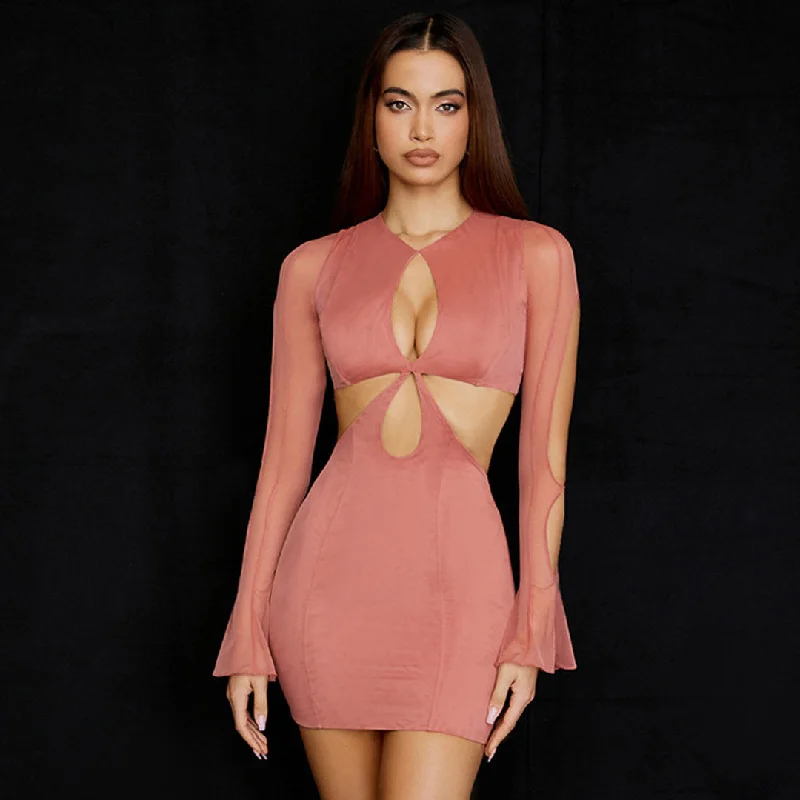 Sleeveless Women Dress in Bright Colors for Summer Parties Sleeveless Women Dress in Bright Colors for Summer Parties Round Neck Long Sleeve Cut Out Bodycon Mini Dress - Coral Pink Sleeveless Women Dress in Bright Colors for Summer Parties Sleeveless Women Dress in Bright Colors for Summer Parties Round Neck Long Sleeve Cut Out Bodycon Mini Dress - Coral Pink