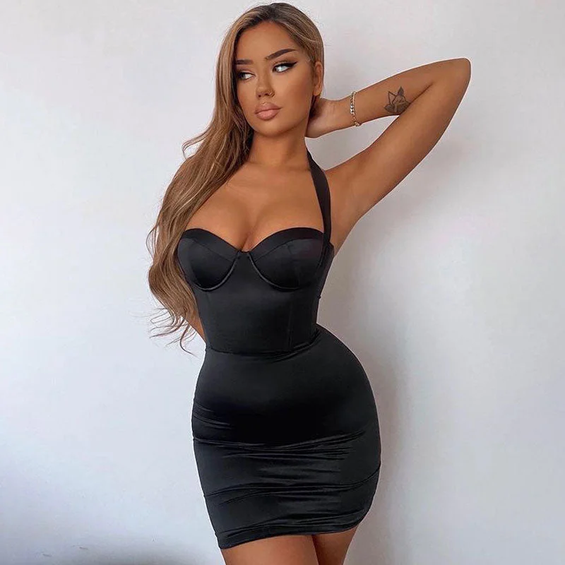 Wrap - Style Women Dress with Adjustable Fit for All Body Types Wrap - Style Women Dress with Adjustable Fit for All Body Types Halter Neck Bustier Corset Party Mini Dress - Black Wrap - Style Women Dress with Adjustable Fit for All Body Types Wrap - Style Women Dress with Adjustable Fit for All Body Types Halter Neck Bustier Corset Party Mini Dress - Black