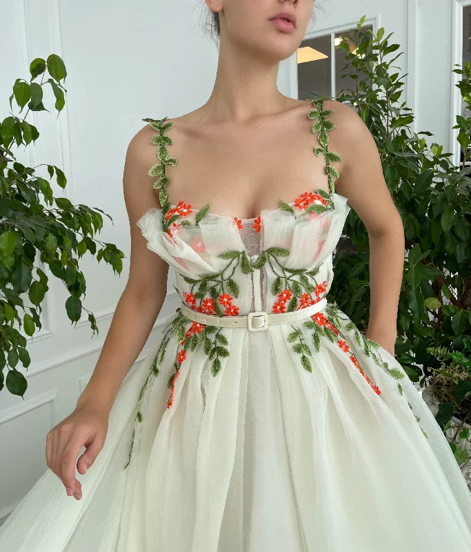 Midi dresses with puff sleeves for a vintage - inspired lookCardinal Valley Gown
