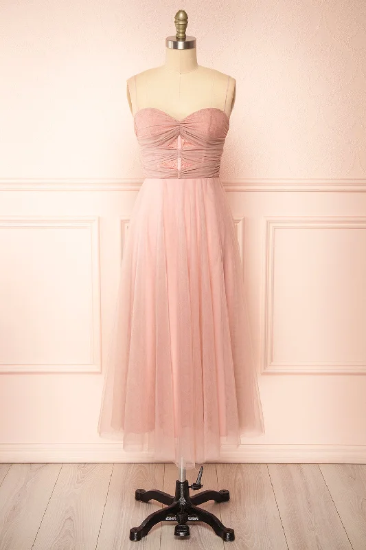 Midi dresses with wrap - around skirts for a customizable fitCyrilla | Midi Pink Tulle Dress Midi dresses with wrap - around skirts for a customizable fitCyrilla | Midi Pink Tulle Dress