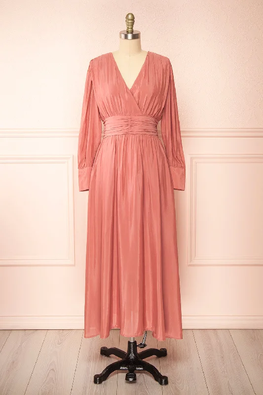 Midi dresses with mesh inserts for a trendy and breathable optionFiorana | Pink Midi Dress w/ Long Sleeves Midi dresses with mesh inserts for a trendy and breathable optionFiorana | Pink Midi Dress w/ Long Sleeves