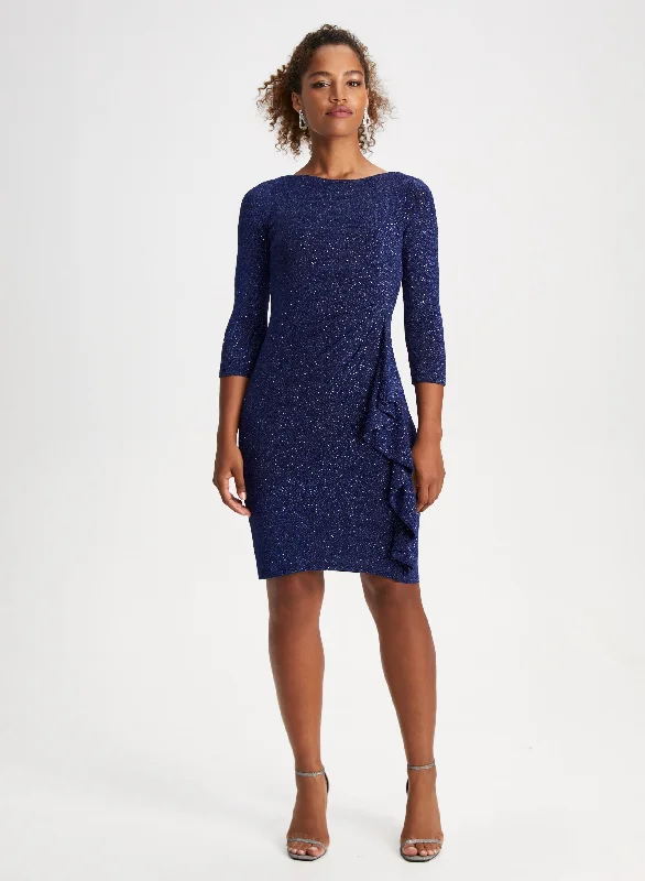Midi dresses with printed lining for a hidden and stylish detailFlounce Detail Glitter Dress Midi dresses with printed lining for a hidden and stylish detailFlounce Detail Glitter Dress