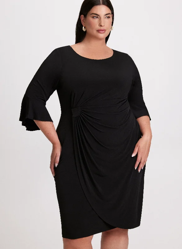 Midi dresses with bow accents for a sweet and charming lookFlounce Sleeve Ruched Detail Dress Midi dresses with bow accents for a sweet and charming lookFlounce Sleeve Ruched Detail Dress