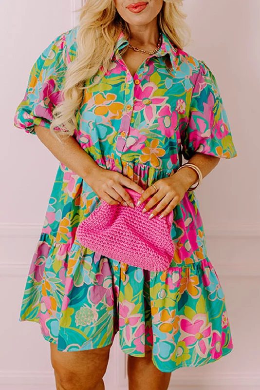 Midi dresses with tiered skirts for a bohemian festival lookFloral Puff Sleeve Shirt Dress Plus Size Midi dresses with tiered skirts for a bohemian festival lookFloral Puff Sleeve Shirt Dress Plus Size