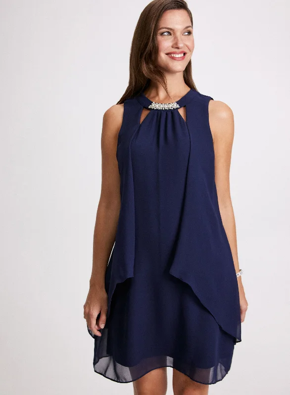 Midi dresses with off - the - shoulder necklines for a flirty lookLayered Chiffon Dress Midi dresses with off - the - shoulder necklines for a flirty lookLayered Chiffon Dress