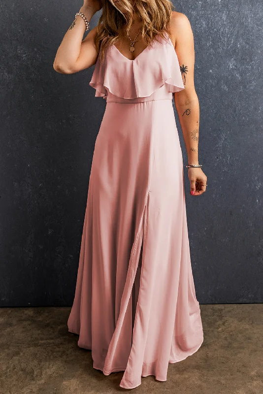 Midi dresses with halter necks for a stylish and comfortable optionRuffle Spaghetti Straps Maxi Dress Midi dresses with halter necks for a stylish and comfortable optionRuffle Spaghetti Straps Maxi Dress