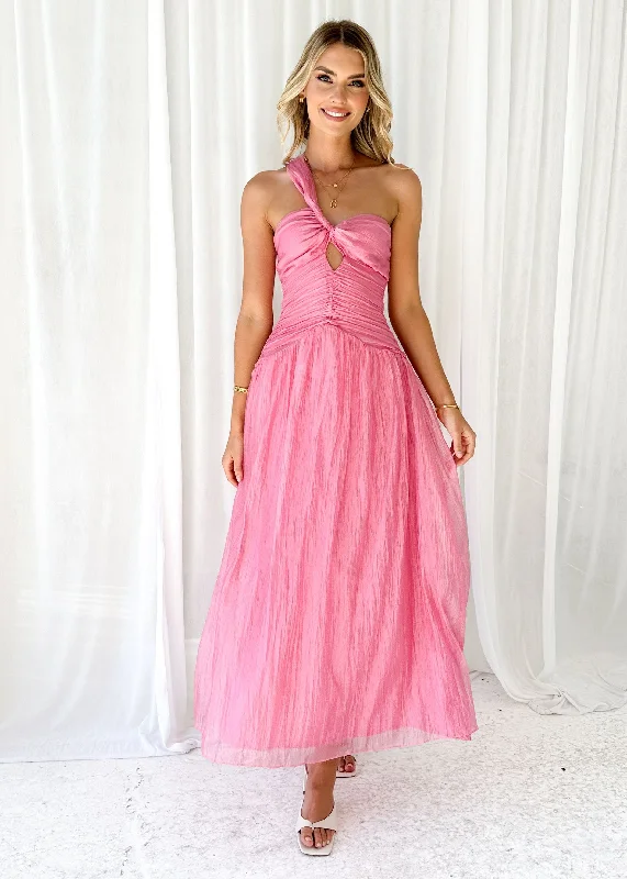 Velvet midi dresses in jewel tones for a glamorous winter eventObie One Shoulder Midi Dress - Pink Velvet midi dresses in jewel tones for a glamorous winter eventObie One Shoulder Midi Dress - Pink